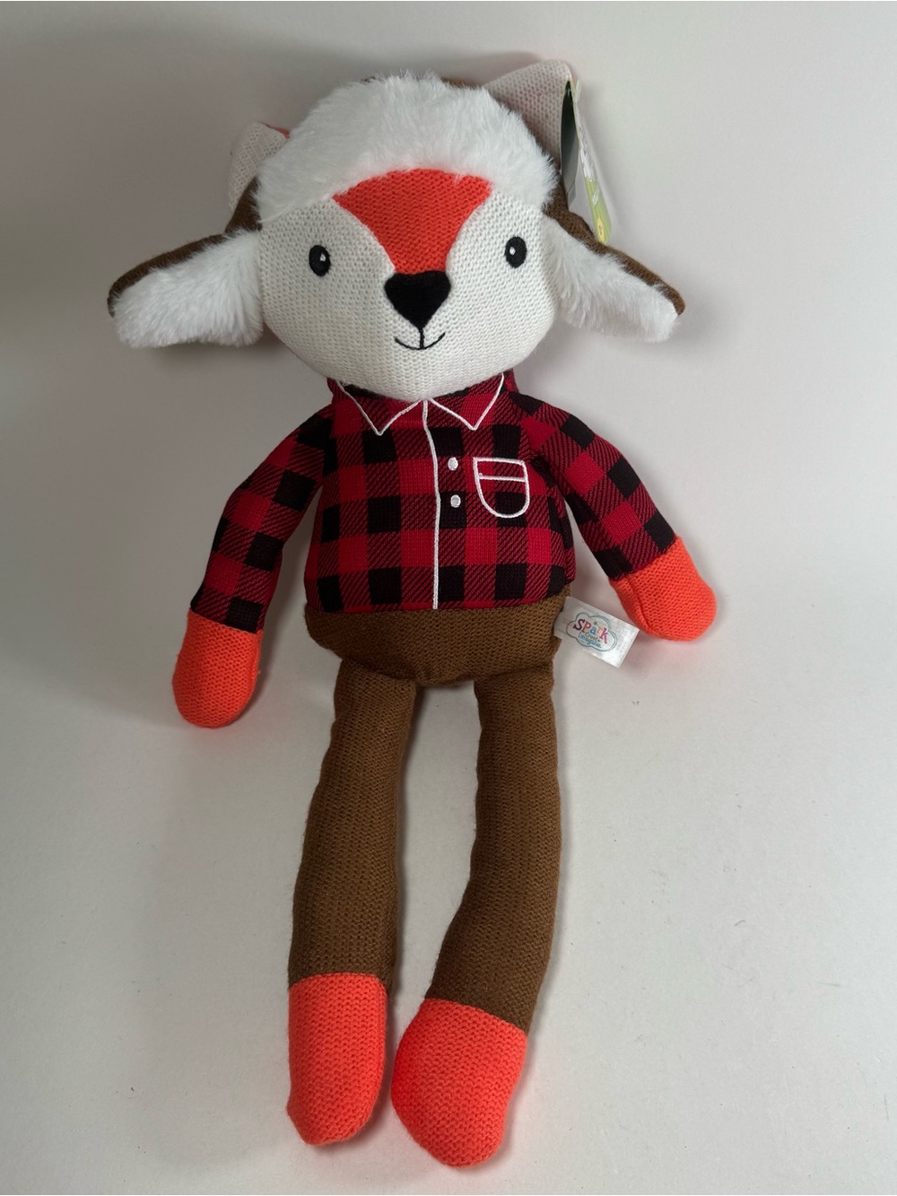 Walmart Spark Create Imagine Fox Knit Holiday Baby Toy 18" Winter Rattle Crinkly